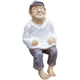 Marco Paul Sitting Grandfather Statue Garden Ornament - Size: 30 x 10 x 10cm - White - Wilko - thumbnail 1