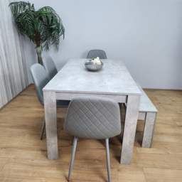 Kosy Koala 6 Seater Faux Leather Rectangular Dining Bench Set Stone Grey Effect and Grey - Multi - Portland - Wilko - thumbnail 4