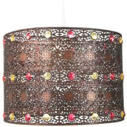 Happy Homewares Antique Bronze Acrylic Gem Moroccan Style Chandelier Pendant Shade - Size: 17 x 24 x 24cm - Brown - Wilko
