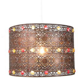 Happy Homewares Antique Bronze Acrylic Gem Moroccan Style Chandelier Pendant Shade - Size: 17 x 24 x 24cm - Brown - Wilko - thumbnail 3