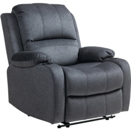 HOMCOM Black Microfibre Recliner Chair with Adjustable Leg Rest and Cup Holders - Size: Single - Wilko - thumbnail 3