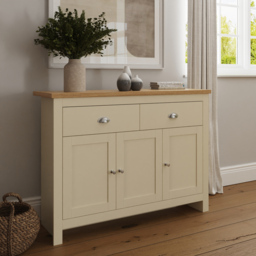 GFW Lancaster 3 Door 2 Drawer Cream Large Sideboard - Size: 35 x 111 x 82cm - Wilko - thumbnail 7