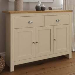GFW Lancaster 3 Door 2 Drawer Cream Large Sideboard - Size: 35 x 111 x 82cm - Wilko - thumbnail 1