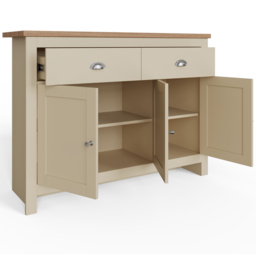 GFW Lancaster 3 Door 2 Drawer Cream Large Sideboard - Size: 35 x 111 x 82cm - Wilko - thumbnail 4