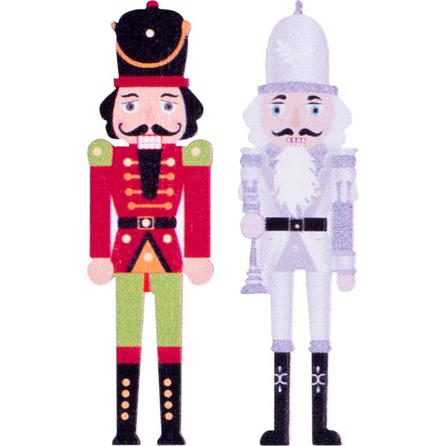 St Helens Red and Liliac Wooden Nutcracker Stickers 12 Pack - Size: 1 x 1 x 5cm - Multi - Wilko - image 1