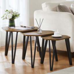 VIDA DESIGNS Brooklyn Dark Wood Nest of Tables Set of 3 - Wilko
