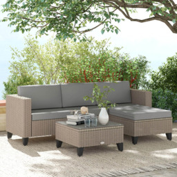 Outsunny 4 Seater Brown Rattan Sofa Lounge Set - Wilko - thumbnail 1