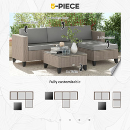 Outsunny 4 Seater Brown Rattan Sofa Lounge Set - Wilko - thumbnail 4
