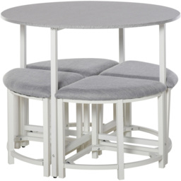 Portland 4 Seater Wooden Round Dining Set Grey - Wilko - thumbnail 3