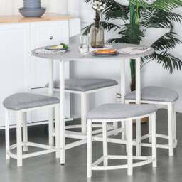 Portland 4 Seater Wooden Round Dining Set Grey - Wilko