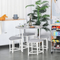 Portland 4 Seater Wooden Round Dining Set Grey - Wilko - thumbnail 4