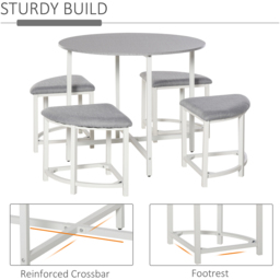 Portland 4 Seater Wooden Round Dining Set Grey - Wilko - thumbnail 6