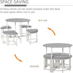 Portland 4 Seater Wooden Round Dining Set Grey - Wilko - thumbnail 5
