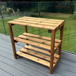 Charles Taylor Bramshall 3 Shelf Large Storage Table - Size: 90 x 92 x 50cm - Brown - Wilko - thumbnail 3