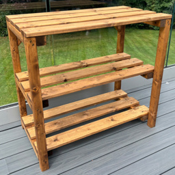 Charles Taylor Bramshall 3 Shelf Large Storage Table - Size: 90 x 92 x 50cm - Brown - Wilko - thumbnail 1