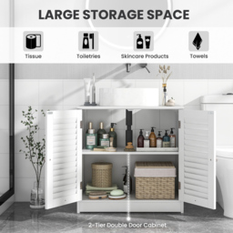 Costway 2 Door White Freestanding Bathroom Vanity Cabinet - Size: 60 x 30 x 60cm - Wilko - thumbnail 7