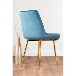 Furniturebox Cesano Set of 2 Blue and Gold Velvet Dining Chair - Wilko - thumbnail 5