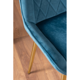 Furniturebox Cesano Set of 2 Blue and Gold Velvet Dining Chair - Wilko - thumbnail 7