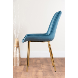 Furniturebox Cesano Set of 2 Blue and Gold Velvet Dining Chair - Wilko - thumbnail 4