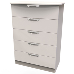 Crowndale Camden 5 Drawer Kashmir Gloss Chest of Drawers Ready Assembled - Cream - Wilko - thumbnail 3