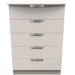 Crowndale Camden 5 Drawer Kashmir Gloss Chest of Drawers Ready Assembled - Cream - Wilko - thumbnail 4