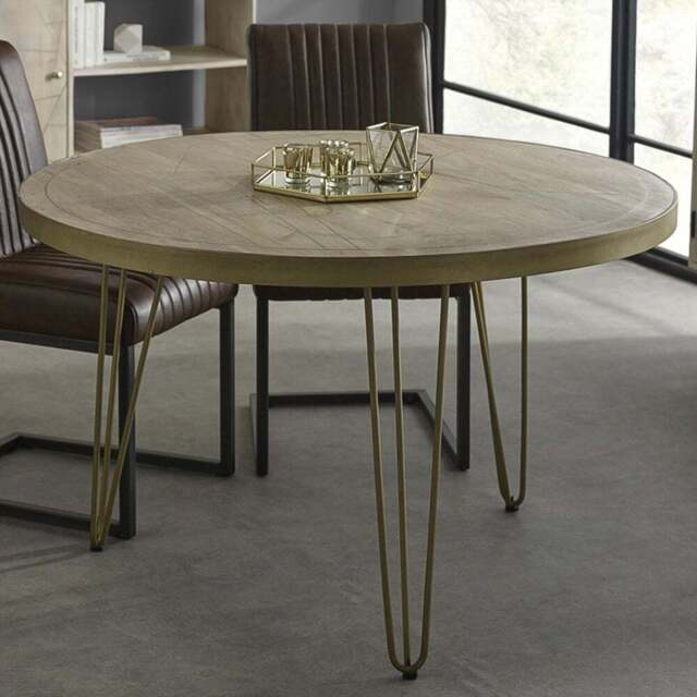 Brooklyn Huyen 6 Seater Light Gold Round Dining Table - Brown - Wilko - image 1