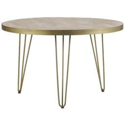 Brooklyn Huyen 6 Seater Light Gold Round Dining Table - Brown - Wilko - thumbnail 3