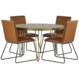 Brooklyn Huyen 6 Seater Light Gold Round Dining Table - Brown - Wilko - thumbnail 5