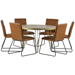 Brooklyn Huyen 6 Seater Light Gold Round Dining Table - Brown - Wilko - thumbnail 6
