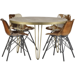 Brooklyn Huyen 6 Seater Light Gold Round Dining Table - Brown - Wilko - thumbnail 7