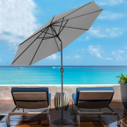 Living and Home Light Grey Round Crank and Tilt Parasol with Round Base 3m - Wilko - thumbnail 3