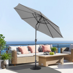 Living and Home Light Grey Round Crank and Tilt Parasol with Round Base 3m - Wilko - thumbnail 7