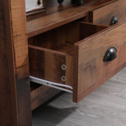 FurnitureHMD 2 Drawer Single Shelf Industrial Style Wooden Corner TV Unit - Size: 58 x 85 x 39cm - Brown - Wilko - thumbnail 7