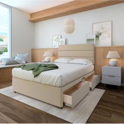 Bedmaster Small Double Natural Plush Velvet 4 Drawer Divan Base with Milan Headboard - Cream - Wilko - thumbnail 3