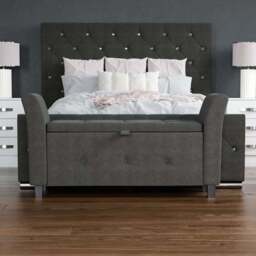 Vida Designs Seville Linen Dark Grey Storage Ottoman - Size: 45cm x 120 x 60cm - Wilko - thumbnail 6