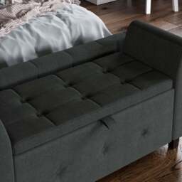 Vida Designs Seville Linen Dark Grey Storage Ottoman - Size: 45cm x 120 x 60cm - Wilko - thumbnail 4