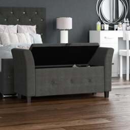 Vida Designs Seville Linen Dark Grey Storage Ottoman - Size: 45cm x 120 x 60cm - Wilko - thumbnail 7