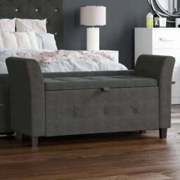 Vida Designs Seville Linen Dark Grey Storage Ottoman - Size: 45cm x 120 x 60cm - Wilko - thumbnail 1
