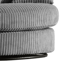 Portland Luxor Grey Jumbo Cord Swivel Chair - Size: Single - Wilko - thumbnail 4