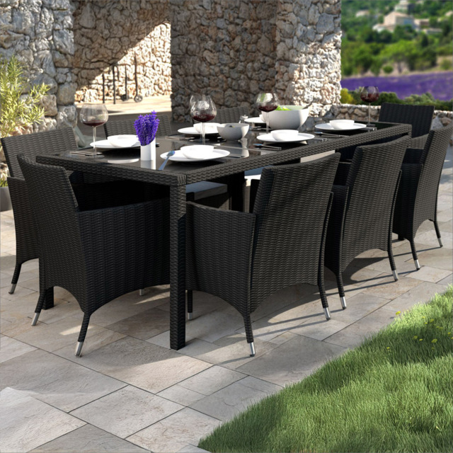 tectake Valencia Black and Grey 8 Seater Garden Dining Set - Wilko - image 1