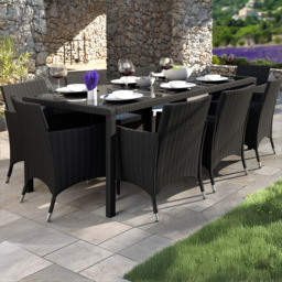 tectake Valencia Black and Grey 8 Seater Garden Dining Set - Wilko