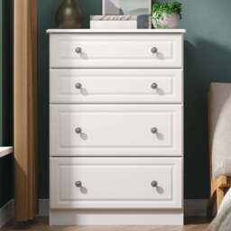 Crowndale Pembroke 4 Drawer Matt White Deep Chest of Drawers Ready Assembled - White Matt - Wilko - thumbnail 1