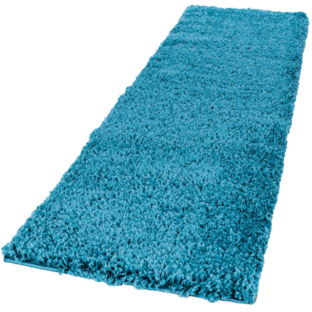 Desire Rugs Oxford Teal Plain Shaggy Runner Rug 60 x 220cm - Wilko - image 1