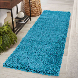 Desire Rugs Oxford Teal Plain Shaggy Runner Rug 60 x 220cm - Wilko - thumbnail 3