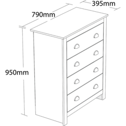 Lexington 4 Drawer Grey Chest of Drawers - Wilko - thumbnail 7