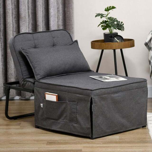 Portland Single Seater Charcoal Grey Sofa Bed - Wilko - image 1