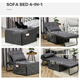Portland Single Seater Charcoal Grey Sofa Bed - Wilko - thumbnail 5