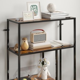 HOMCOM 4 Shelf Rustic Brown Industrial Bookshelf - Size: 116 x 30 x 77cm - Wilko - thumbnail 4
