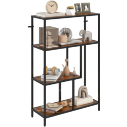 HOMCOM 4 Shelf Rustic Brown Industrial Bookshelf - Size: 116 x 30 x 77cm - Wilko - thumbnail 3
