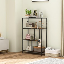 HOMCOM 4 Shelf Rustic Brown Industrial Bookshelf - Size: 116 x 30 x 77cm - Wilko - thumbnail 5